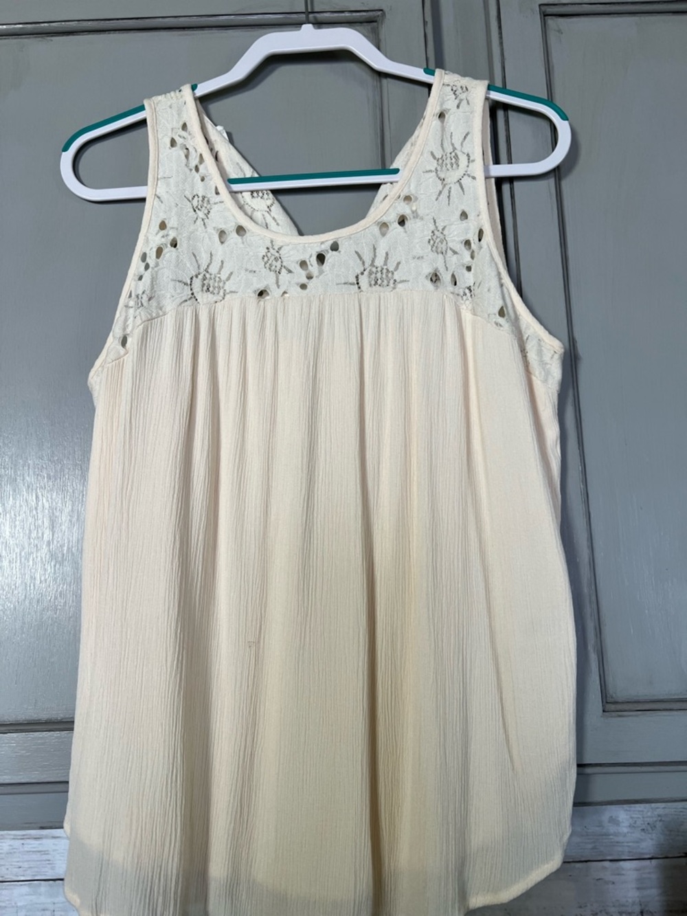 Maurices Cream Crochet Yoke Sleeveless Top